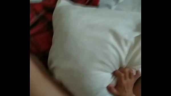 Girl rubs her pussy on a pillow home alone