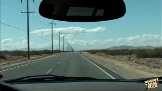 Stunning hitchhiker Naomi Russell gets her perfect tushy railed in the middle of the desert